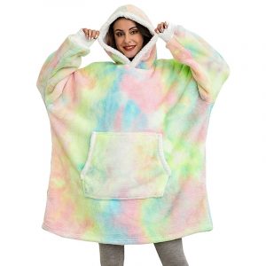 Cobertor de moletom com capuz de lã de pelúcia com mangas - multi cores
